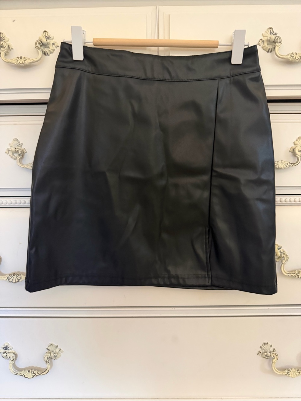 Women's Black Faux Leather Mini Skirt